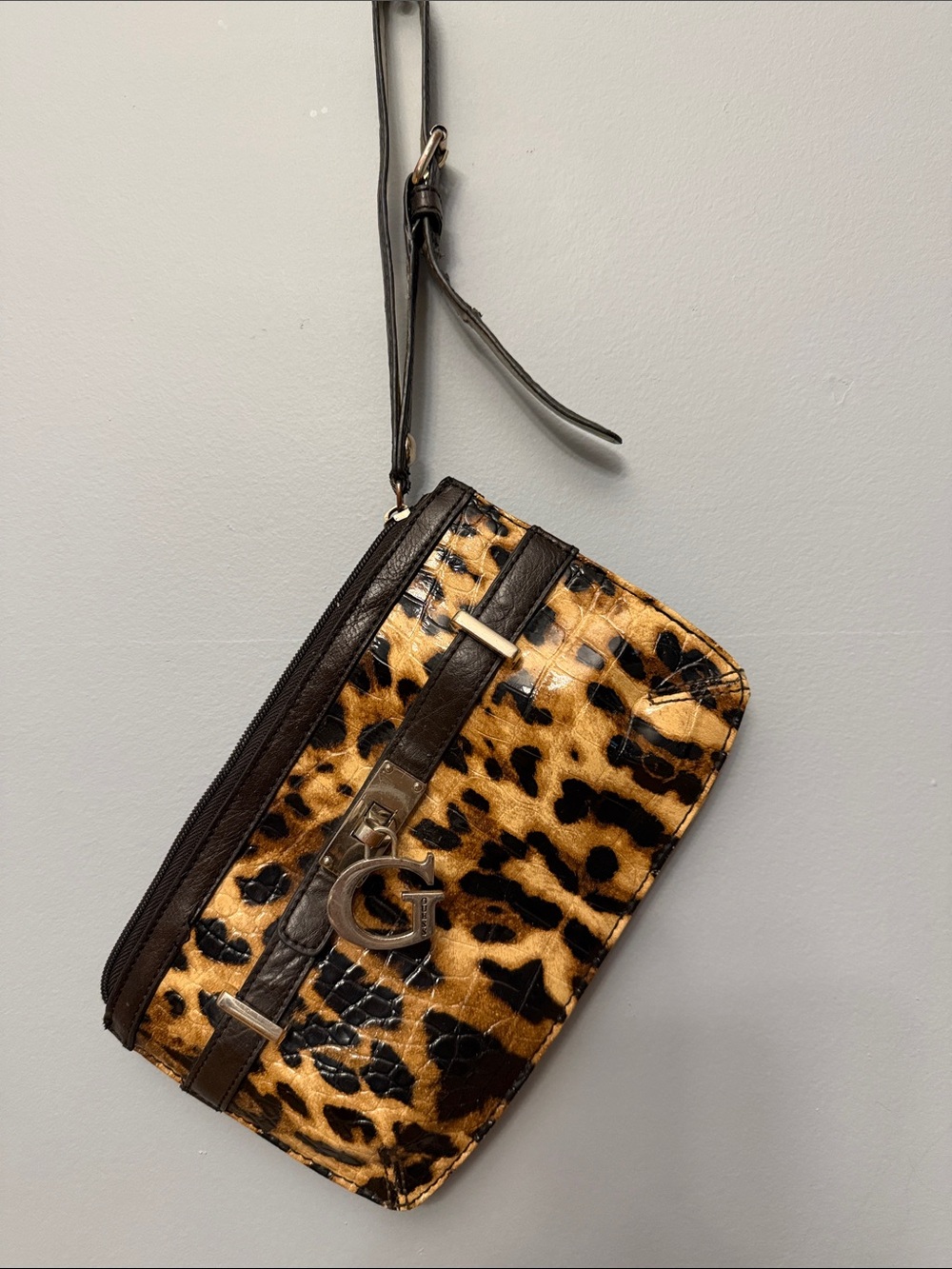 Guess Leopard Print Wristlet clutch
